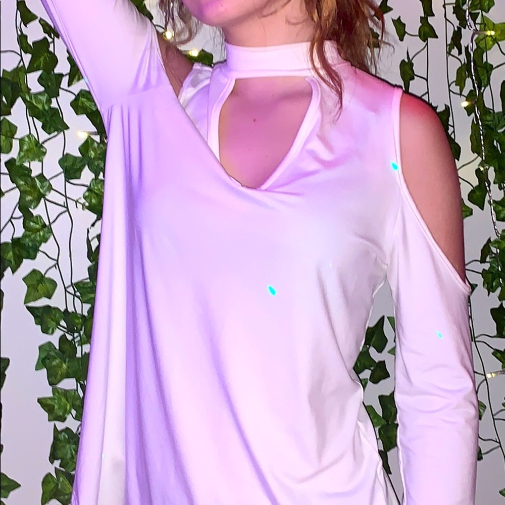 White dress up shirt with hole in neck